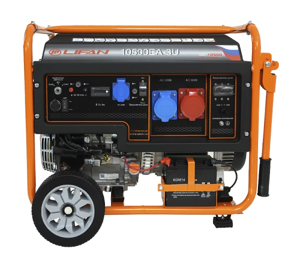 Бензиновый генератор Lifan 10500EA-3U с датчиком моточасов (с мощн без огранич при 1-но и 3-х фазном режиме) 2-х тактный фото