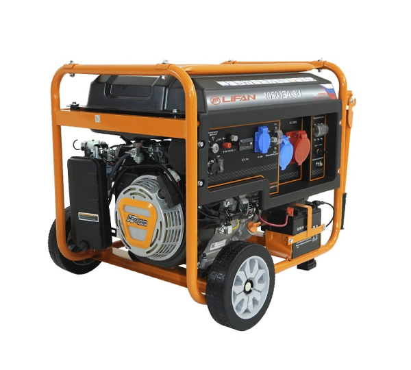 Бензиновый генератор Lifan 10500EA-3U с датчиком моточасов (с мощн без огранич при 1-но и 3-х фазном режиме) 2-х тактный фото