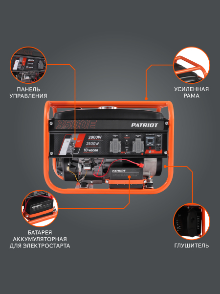 Бензиновый генератор PATRIOT GRS 3500 E на колесах фото