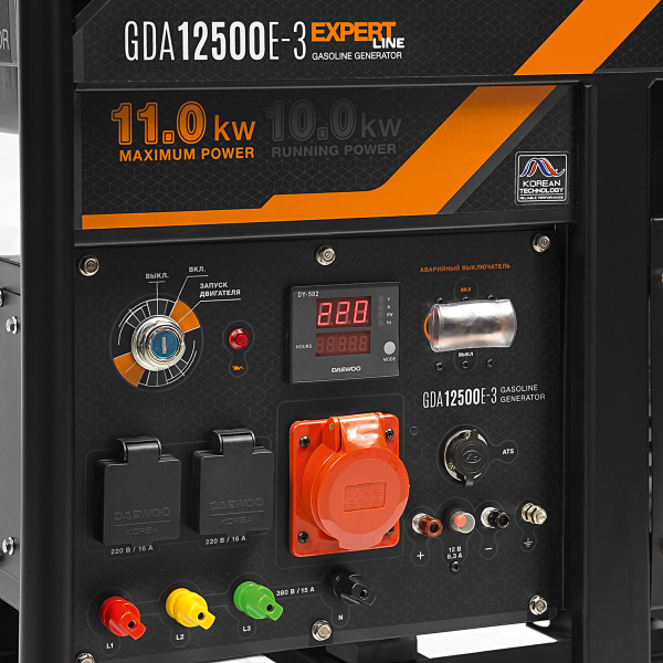 Бензиновый генератор DAEWOO GDA 12500E-3 промышленный фото